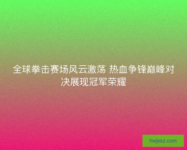 全球拳击赛场风云激荡 热血争锋巅峰对决展现冠军荣耀